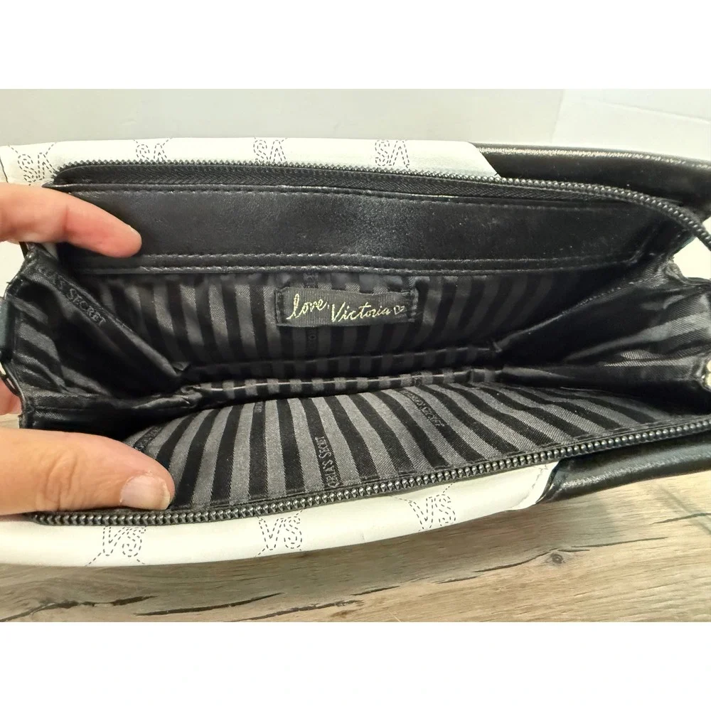Victoria's Secret Black White Pink Crossbody Bag Clutch NWOT